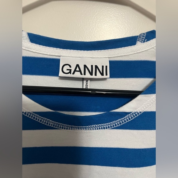GANNI Organic Cotton L/S Blue Stripe Blouse Size XL - Picture 5 of 10